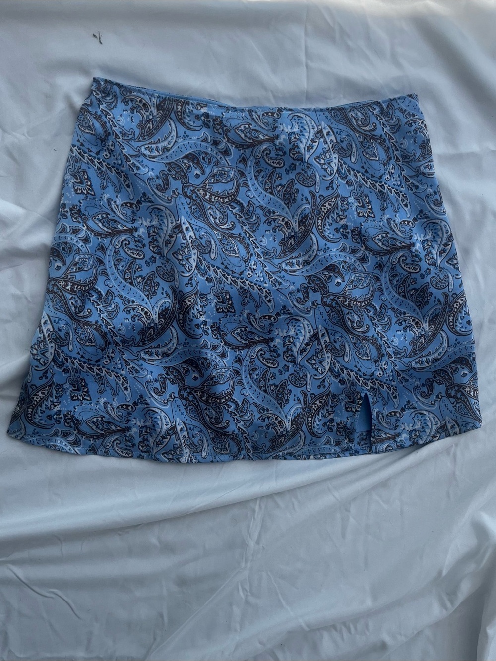 Hollister Light Blue Paisley A-Line Mini Skirt